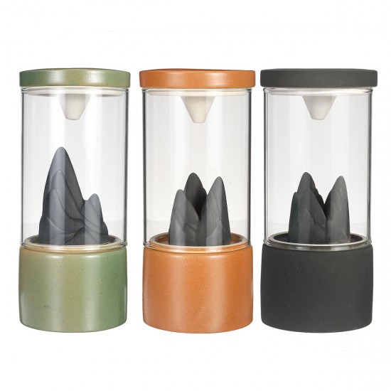 Backflow Incense Burner Censer Ceramic Glass Cup Dragon Home Decor