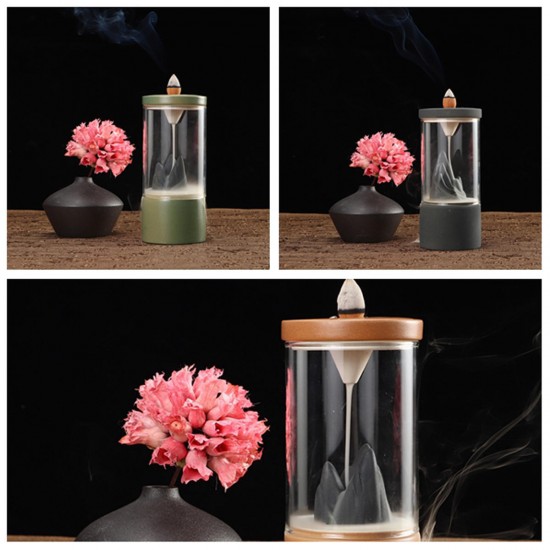 Backflow Incense Burner Censer Ceramic Glass Cup Dragon Home Decor