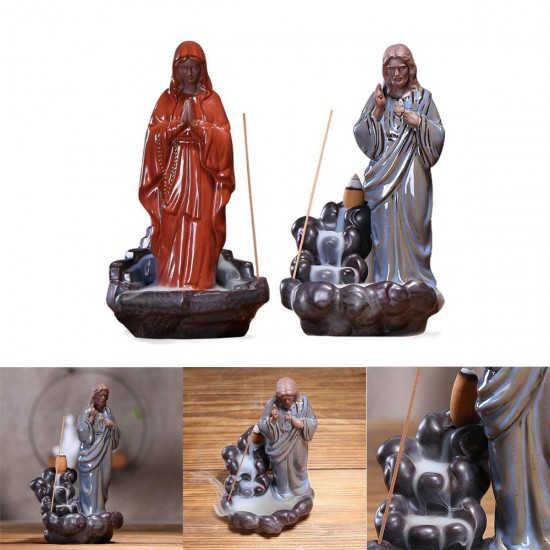 Backflow Incense Burner Ceramic Retro Censer Holder Home Gifts Decor With 10 Cones Backflow Incense Burner Ceramic Retro Censer Holder Home Gifts Decor With 10 Cones