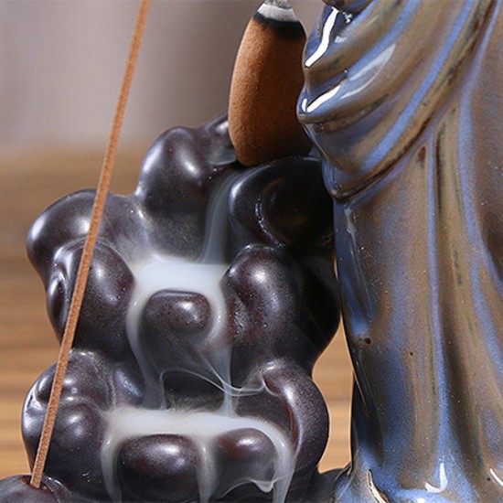 Backflow Incense Burner Ceramic Retro Censer Holder Home Gifts Decor With 10 Cones