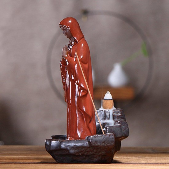 Backflow Incense Burner Ceramic Retro Censer Holder Home Gifts Decor With 10 Cones