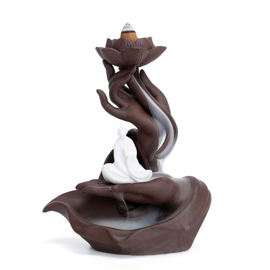 Backflow Incense Burner Holder Waterfall Cones Censer Ceramic Smoke Decor +Cone Backflow Incense Burner Holder Waterfall Cones Censer Ceramic Smoke Decor +Cone