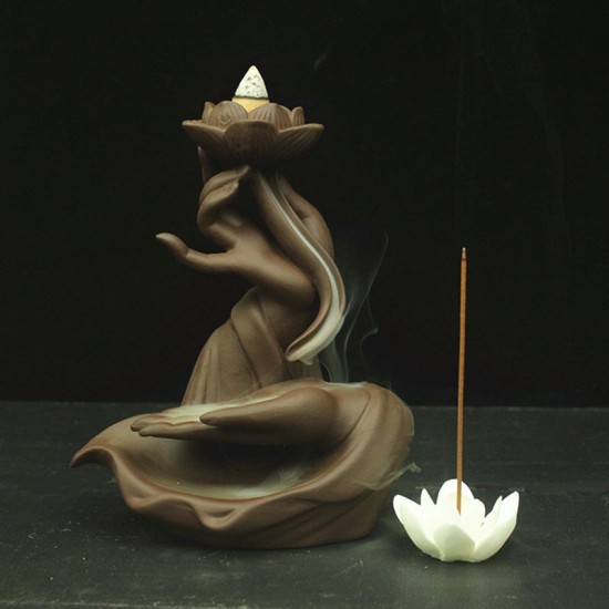 Backflow Incense Burner Holder Waterfall Cones Censer Ceramic Smoke Decor +Cone Backflow Incense Burner Holder Waterfall Cones Censer Ceramic Smoke Decor +Cone