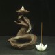 Backflow Incense Burner Holder Waterfall Cones Censer Ceramic Smoke Decor +Cone