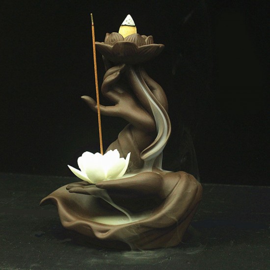 Backflow Incense Burner Holder Waterfall Cones Censer Ceramic Smoke Decor +Cone Backflow Incense Burner Holder Waterfall Cones Censer Ceramic Smoke Decor +Cone