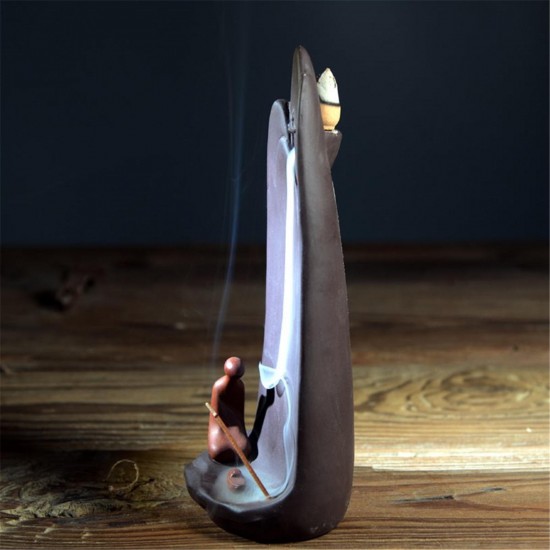 Backflow Incense Burner Mountain Ceramic Home Office Teahouse Yoga Room Decor With 10 Cones