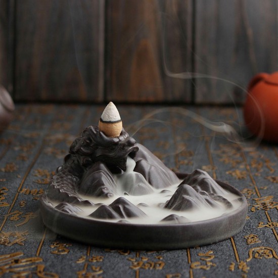 Backflow Incense Cone Burner Holder Lying Dragon Mountain Smoke Backflow Fragrance Fragrant Censer