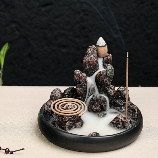 Backflow Incense Cone Burner Incense Stick Coil Holder Rockery Mountain Stream Fragrant Censer Decor Backflow Incense Cone Burner Incense Stick Coil Holder Rockery Mountain Stream Fragrant Censer Decor