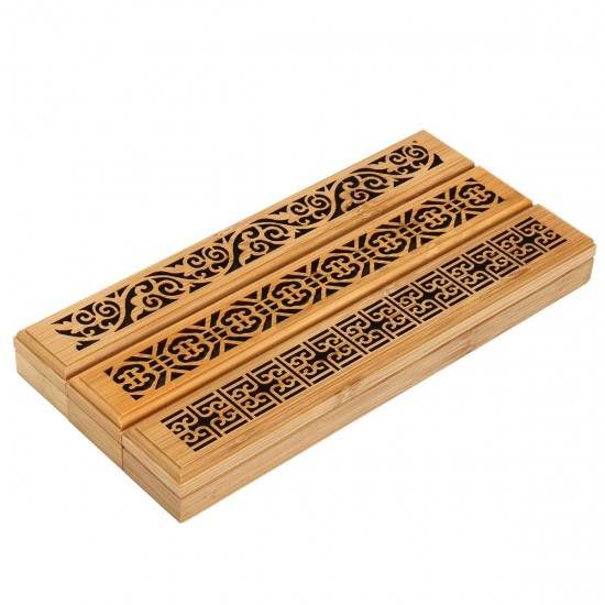 Bamboo Incense Burner Box Drawer Magnet Incense Lore Hollow Carving Cover Burner Censer Holder