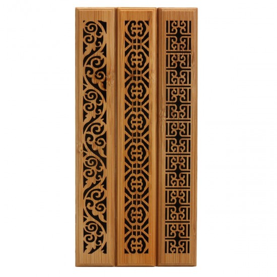 Bamboo Incense Burner Box Drawer Magnet Incense Lore Hollow Carving Cover Burner Censer Holder