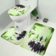 Bamboo Printing Waterproof Bathroom Shower Curtain Toilet Cover Mat Non-slip Carpet