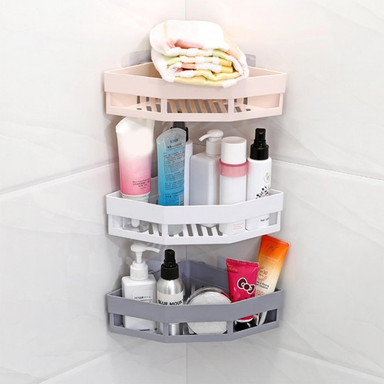 Bathroom Organizer Triangular Shower Shelf Corner Bath Storage Holder Wall Rack Decorations