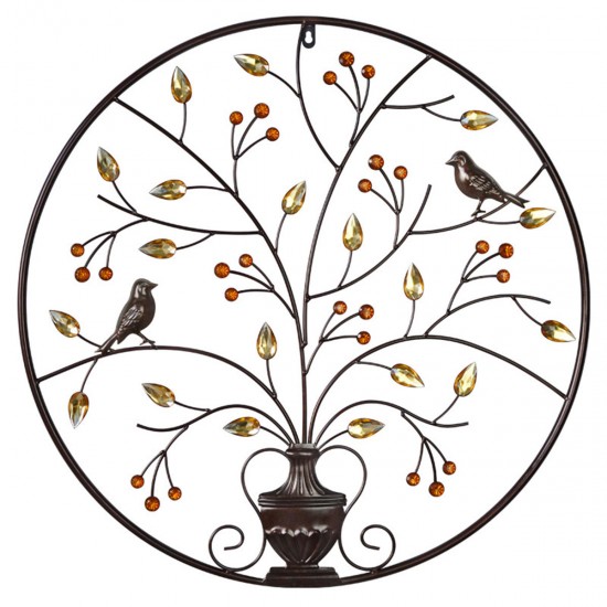 Birds Tree Iron Sculpture Ornament Home Room Wall Hanging Decorations