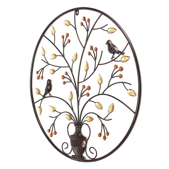 Birds Tree Iron Sculpture Ornament Home Room Wall Hanging Decorations