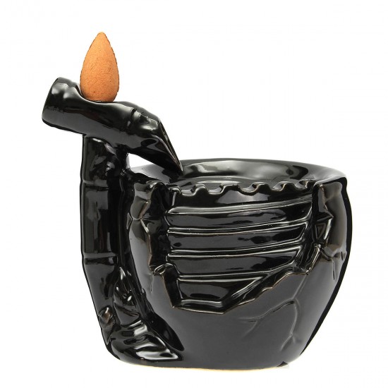 Black Ceramic Waterfall Incense Burner Buddhist Backflow Censer Holder & 10 Cones Black Ceramic Waterfall Incense Burner Buddhist Backflow Censer Holder & 10 Cones
