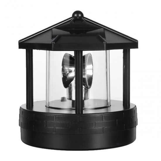 Black LED Solar Powered Lighthouse 360° Rotating Light Outdoor Garden Desk Lamp Black LED Solar Powered Lighthouse 360° Rotating Light Outdoor Garden Desk Lamp