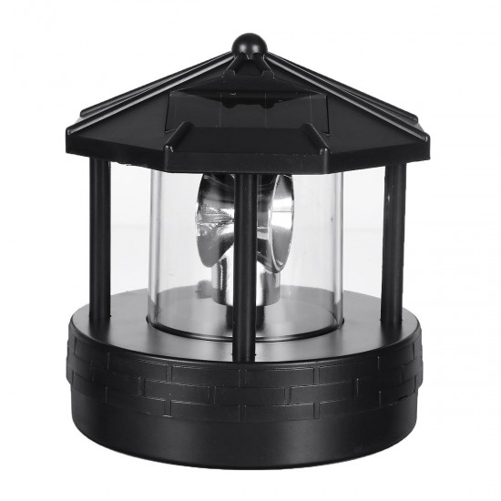 Black LED Solar Powered Lighthouse 360° Rotating Light Outdoor Garden Desk Lamp Black LED Solar Powered Lighthouse 360° Rotating Light Outdoor Garden Desk Lamp