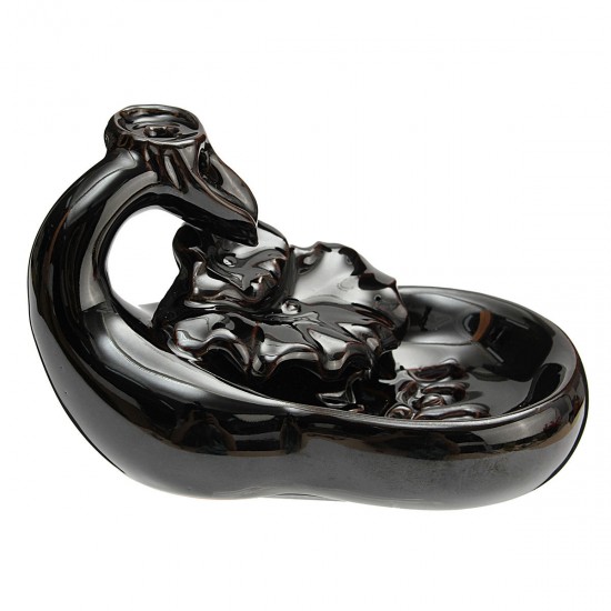 Black Porcelain Backflow Incense Cone Burner Holder Ceramic Lotus Pond Smoke Backflow Fragrant Cense Black Porcelain Backflow Incense Cone Burner Holder Ceramic Lotus Pond Smoke Backflow Fragrant Cense