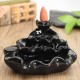 Black Porcelain Tower Backflow Incense Burner Ceramic Buddhist Cone Holder w/ 6Pcs Incense Cones