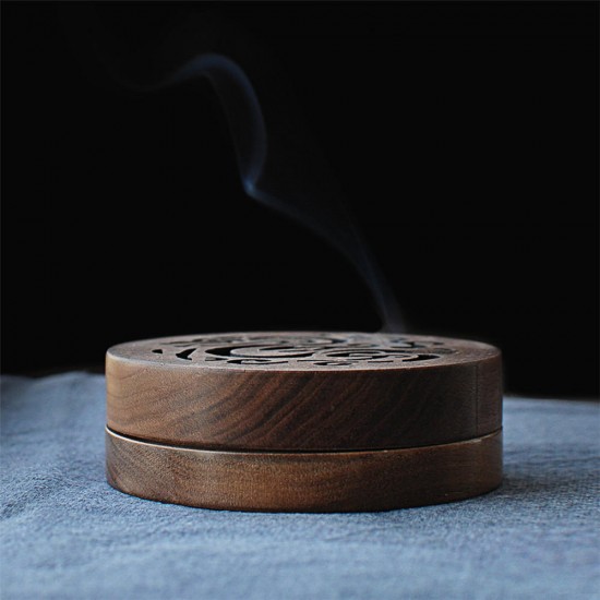 Black Walnut Mosquito Coil Incense Holder Burner Box Hollow Ash Catcher Tray Wooden Art Crafts With 6 Sandalwoods Black Walnut Mosquito Coil Incense Holder Burner Box Hollow Ash Catcher Tray Wooden Art Crafts With 6 Sandalwoods