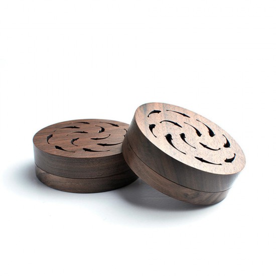 Black Walnut Mosquito Coil Incense Holder Burner Box Hollow Ash Catcher Tray Wooden Art Crafts With 6 Sandalwoods Black Walnut Mosquito Coil Incense Holder Burner Box Hollow Ash Catcher Tray Wooden Art Crafts With 6 Sandalwoods