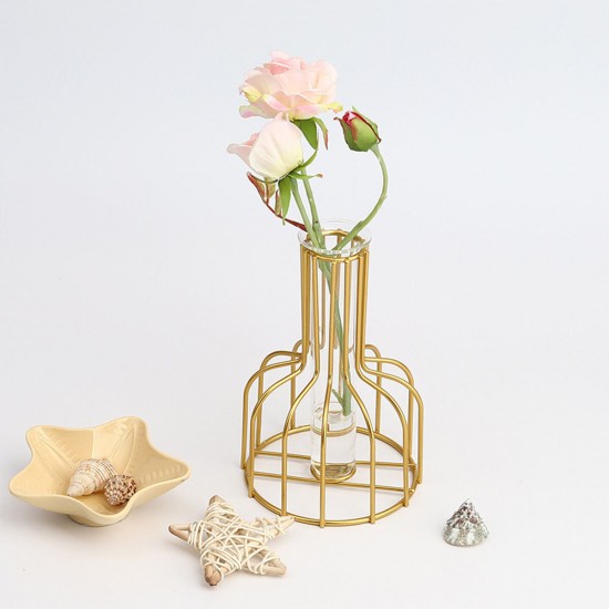 Black/Gold Nordic Style Iron Hydroponic Flower Lantern-shaped Vase Decoration Black/Gold Nordic Style Iron Hydroponic Flower Lantern-shaped Vase Decoration