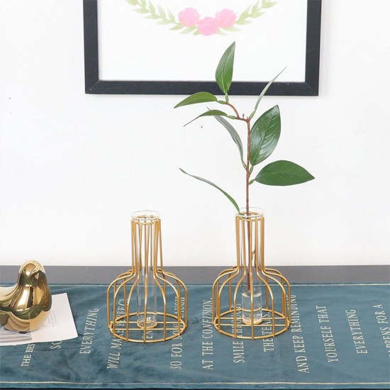 Black/Gold Nordic Style Iron Hydroponic Flower Lantern-shaped Vase Decoration Black/Gold Nordic Style Iron Hydroponic Flower Lantern-shaped Vase Decoration
