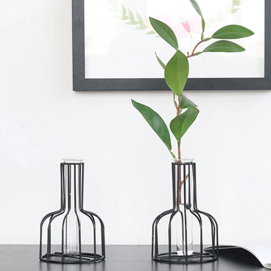 Black/Gold Nordic Style Iron Hydroponic Flower Lantern-shaped Vase Decoration Black/Gold Nordic Style Iron Hydroponic Flower Lantern-shaped Vase Decoration