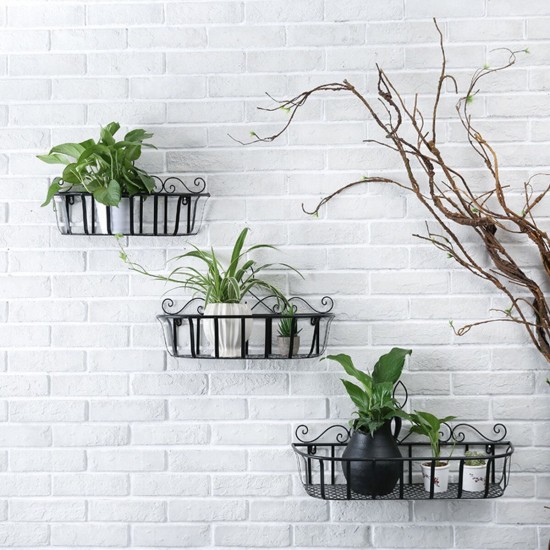 Black/White/Bronze S/M/L Iron Flower Pot Stand Small Pot Wall Holder Black/White/Bronze S/M/L Iron Flower Pot Stand Small Pot Wall Holder