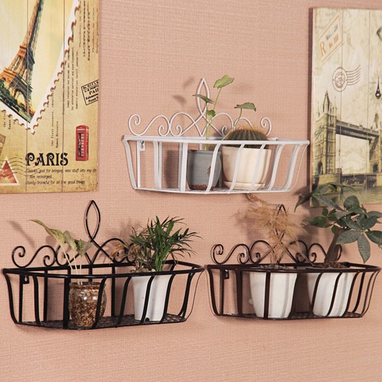 Black/White/Bronze S/M/L Iron Flower Pot Stand Small Pot Wall Holder Black/White/Bronze S/M/L Iron Flower Pot Stand Small Pot Wall Holder