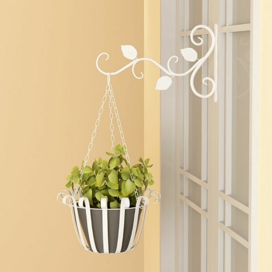 Black/White/Gold Wrought Iron Hanging Basket Wall Decor Hanging Flower Stand