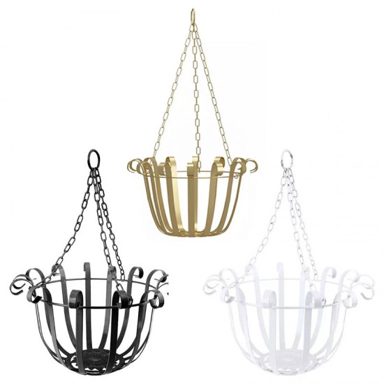 Black/White/Gold Wrought Iron Hanging Basket Wall Decor Hanging Flower Stand
