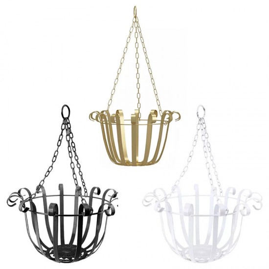 Black/White/Gold Wrought Iron Hanging Basket Wall Decor Hanging Flower Stand Black/White/Gold Wrought Iron Hanging Basket Wall Decor Hanging Flower Stand