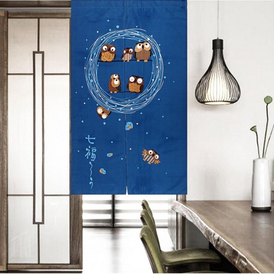 Blue Doorway Curtains Hanging Screen Owl Branch Kitchen Door Window Decorations