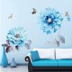 Blue Flowers Wall Sticker Room Sticker Living Room Background Bedroom Decorations