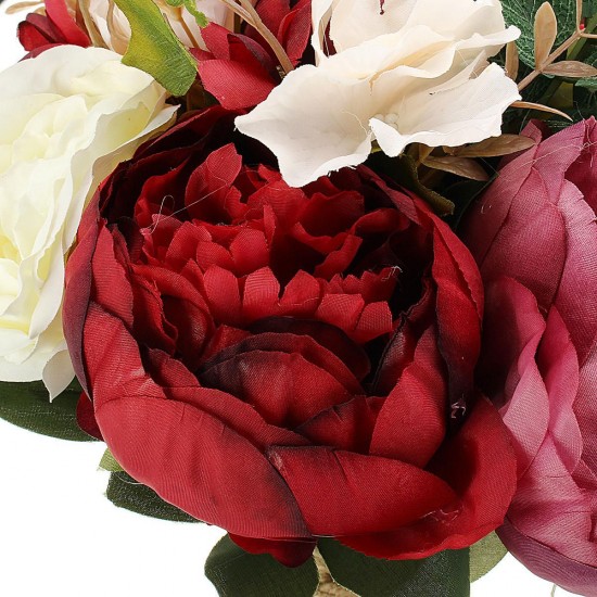 Bride Holding Rose Artificial Silk Flowers Floral Wedding Bouquet Romantic Decor Supplies