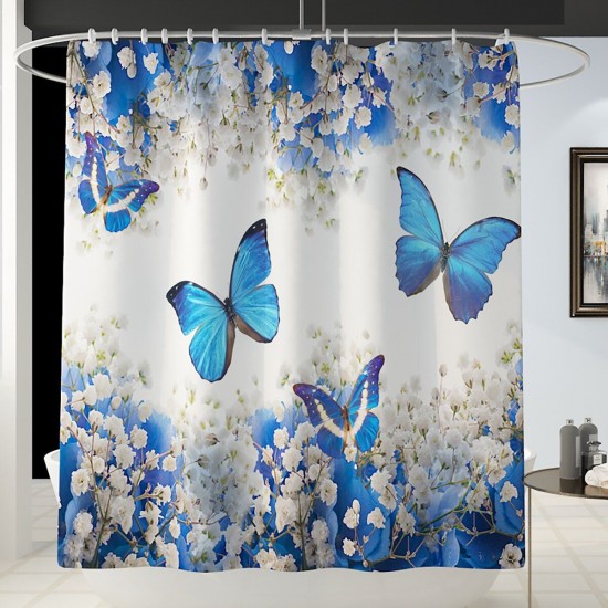Butterflies Lily Therapy Spa Art Prints Waterproof Shower Curtain Bathroom Non-slip Mats Bath Carpets Toilet Seat Cover Floor Mat Bathroom Decor