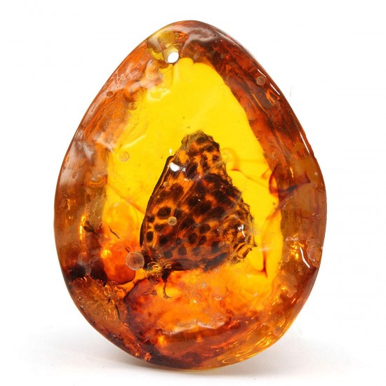 Butterfly Amber Resin Amber Butterfly Insect Stone Pendant Necklace Gift Decorations