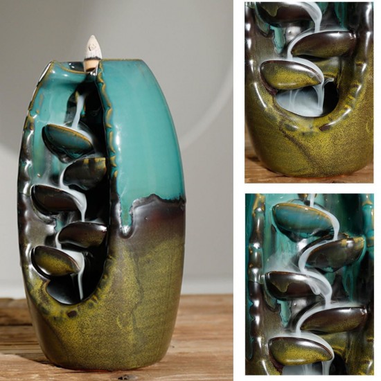 Ceramic Backflow Incense Burner Censer Holder Smell Aromatic Furnace Home Decor