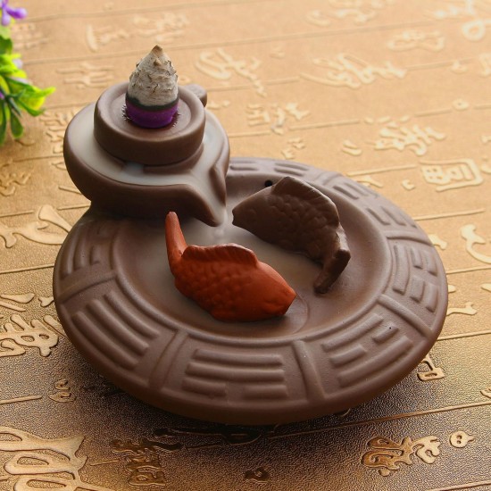 Ceramic Backflow Incense Cone Burner Incense Stick Coil Holder Fragrant Censer Decor
