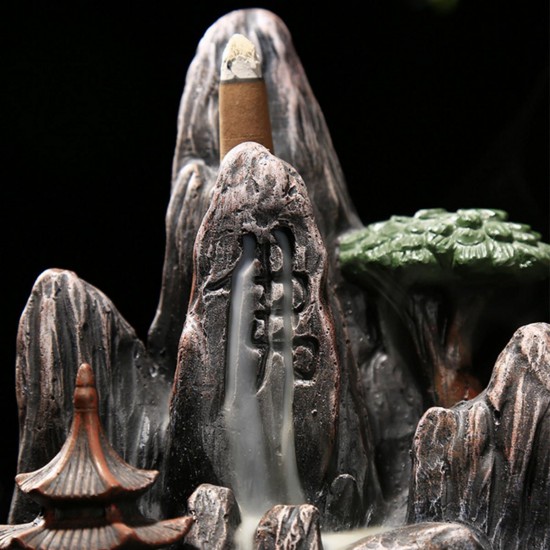 Ceramic Backflow Incense Cone Burner Incense Stick Holder Rockery Mountain Tower Cloud Water Stream Fragrant Censer Decor Ceramic Backflow Incense Cone Burner Incense Stick Holder Rockery Mountain Tower Cloud Water Stream Fragrant Censer Decor