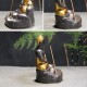Ceramic Buddha Incense Statue Buddhist Smoke Backflow Cone Censer Burner Holder Home Decor