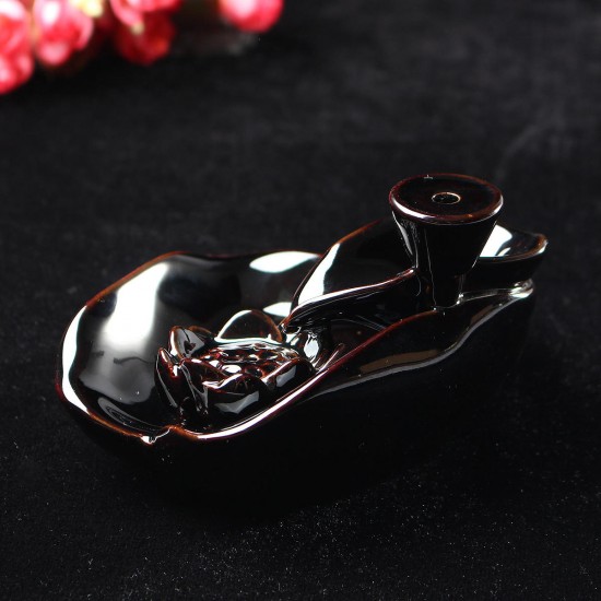 Ceramic Glaze Backflow Smoke Incense Burner Censer Holder Buddhism Style Home Decor