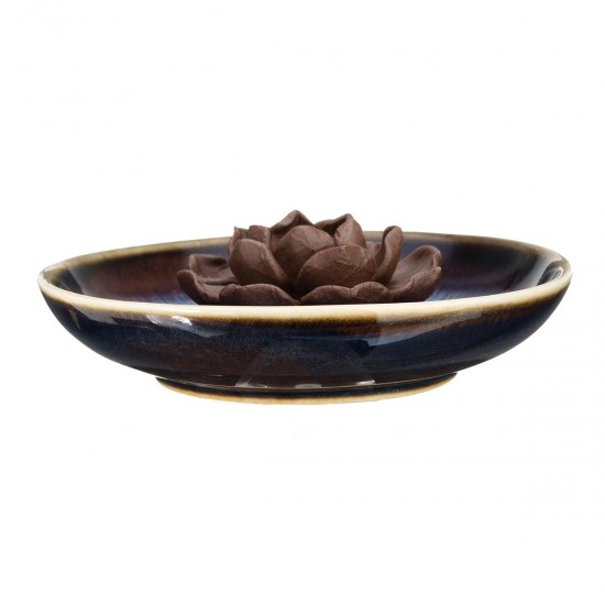 Ceramic Incense Burner Holder Burner Lotus Plate Censer Home Fragrances 3 Incense Holes Ceramic Incense Burner Holder Burner Lotus Plate Censer Home Fragrances 3 Incense Holes