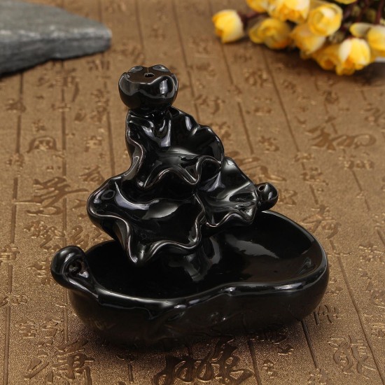 Ceramic Incense Cone Burner Smoke Backflow Tower Holder Home Censer Decor