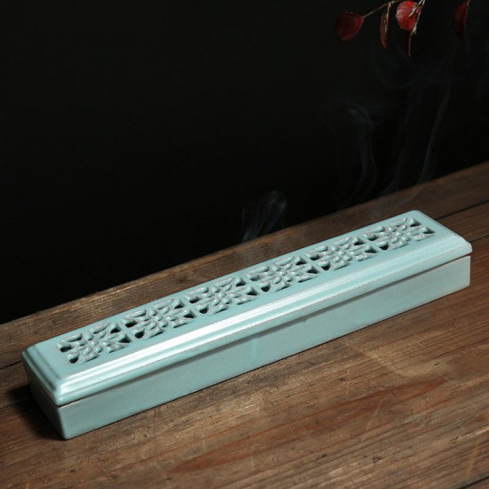 Ceramic Incense Stick Holder Burning Joss Incense Box Burner Ash Catcher Storage Ceramic Incense Stick Holder Burning Joss Incense Box Burner Ash Catcher Storage