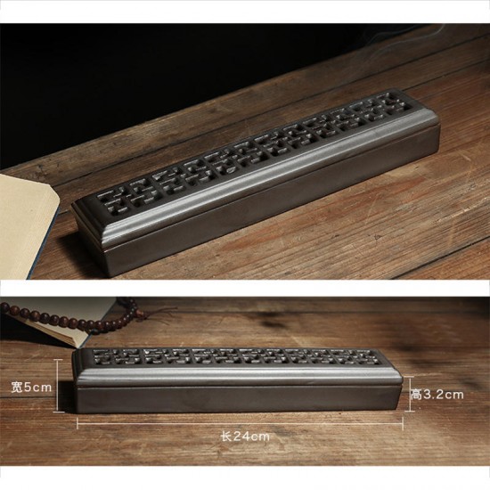 Ceramic Incense Stick Holder Burning Joss Incense Box Burner Ash Catcher Storage