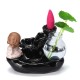 Ceramic Small Monk Back-flow Incense Burner Buddhist Cone Censer Holder With Glass Hydroponic Pot Ceramic Small Monk Back-flow Incense Burner Buddhist Cone Censer Holder With Glass Hydroponic Pot