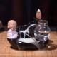 Ceramic Small Monk Back-flow Incense Burner Buddhist Cone Censer Holder With Glass Hydroponic Pot Ceramic Small Monk Back-flow Incense Burner Buddhist Cone Censer Holder With Glass Hydroponic Pot