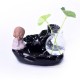 Ceramic Small Monk Back-flow Incense Burner Buddhist Cone Censer Holder With Glass Hydroponic Pot Ceramic Small Monk Back-flow Incense Burner Buddhist Cone Censer Holder With Glass Hydroponic Pot
